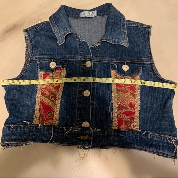 Solid JR Denim Vintage Boho Vest with Paisley Accents. Boho chic,western XS - Picture 6 of 8
